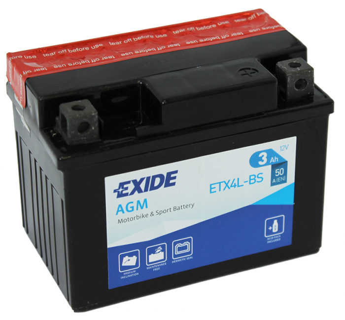 Аккумулятор Exide ETX4L-BS AGM 12 V 3 AH 50 A ETN 0 B0, Exide